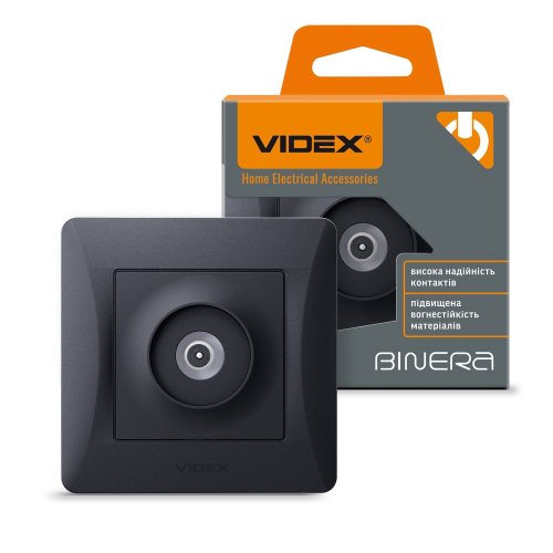 VIDEX BINERA Розетка TV одинарная телевизионная черный графит