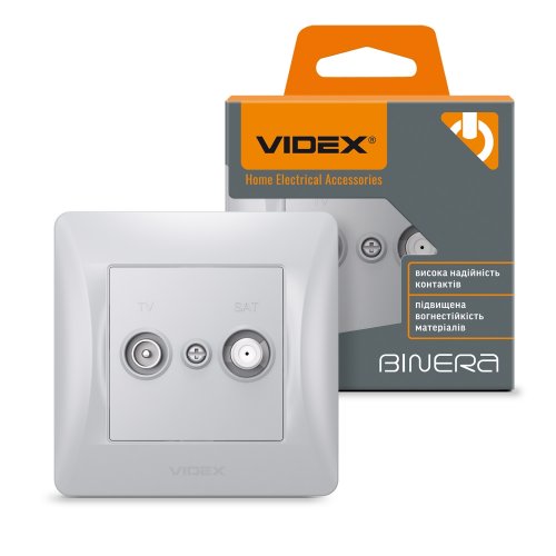 VIDEX BINERA Розетка TV + SAT конечная серебряный шелк