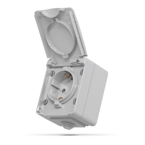 VIDEX BINERA IP65 Розетка зовнішня одинарна із  заземленням сіра