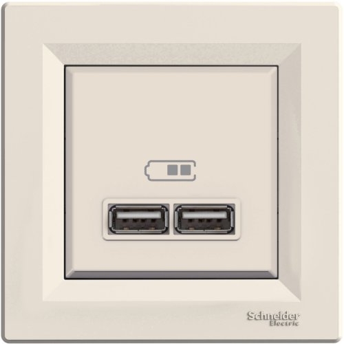 USB РОЗЕТКА 2,1A КРЕМ ASFORA