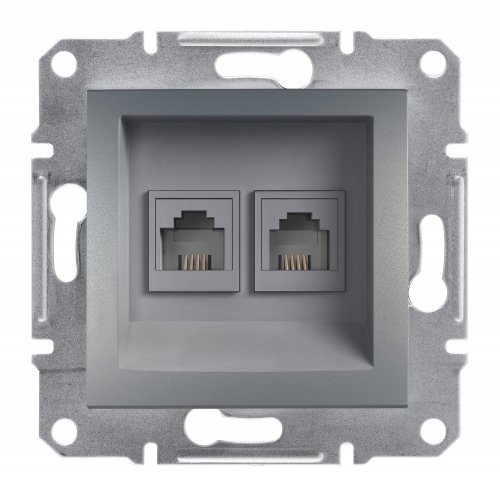 Розетка компьютерная RJ45 UTP КАТ. 5Е ДВОЙНАЯ ASFORA СТАЛЬ