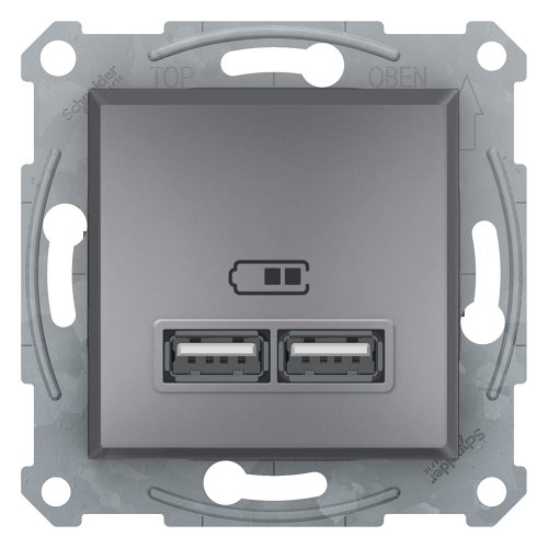 USB РОЗЕТКА 2,1A СТАЛЬ ASFORA