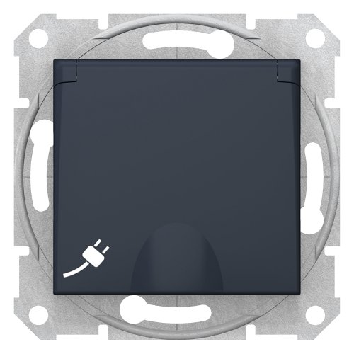 РОЗЕТКА С самозажимного клеммы с ЗАЗЕМЛЕНИЕМ И КРЫШКОЙ SEDNA IP44 ГРАФИТ