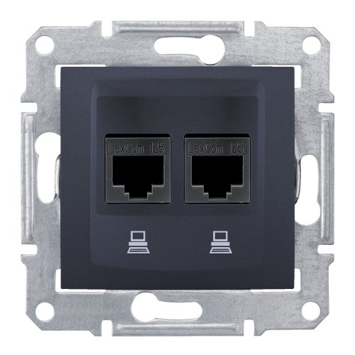 ДВОЙНАЯ КОМПЬЮТЕРНАЯ РОЗЕТКА RJ45 UTP КАТЕГОРИЯ 5e SEDNA ГРАФИТ