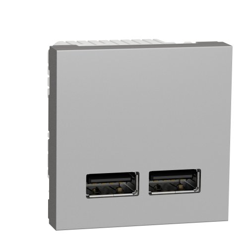 Розетка USB двойная 2.1А 2 модуля алюминий