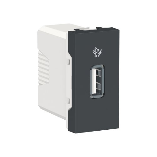 Розетка USB 1 модуль антрацит