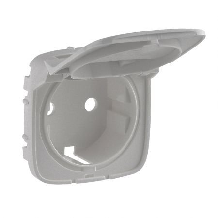 Накладка розетки 2К+З з кришкою Алюміній Valena ALLURE
