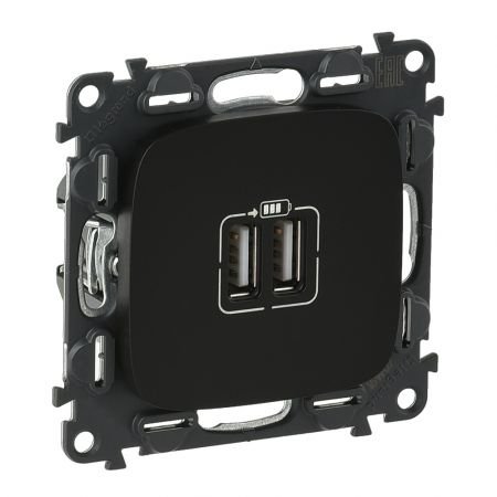 Розетка USB для зарядки подвійна Антрацит, Valena ALLURE
