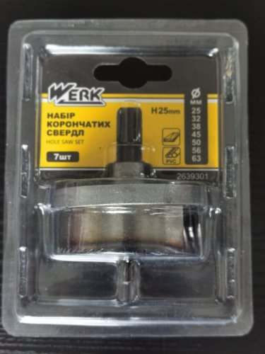 Werk Набір корончастих свердел по гіпсокартону і дереву 25-63 мм 1