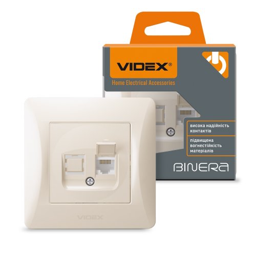 VIDEX BINERA Розетка CAT6 одинарна комп'ютерна кремова