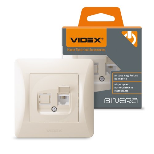 VIDEX BINERA Розетка CAT3 одинарна телефонна кремова